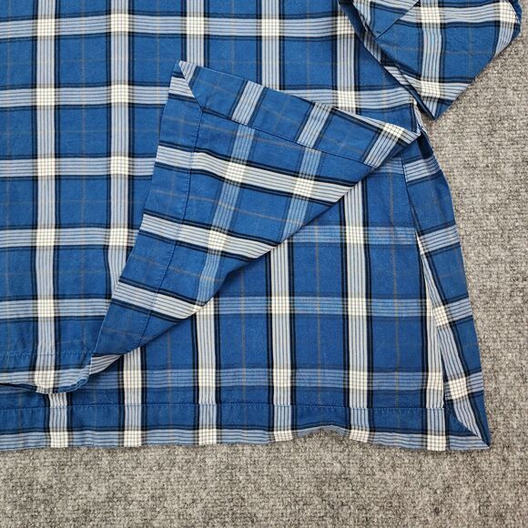 J Jill Top Women Large Blue Plaid 3/4 Sleeve Tunic Slit Back Button Shirt Blouse - Picture 11 of 14